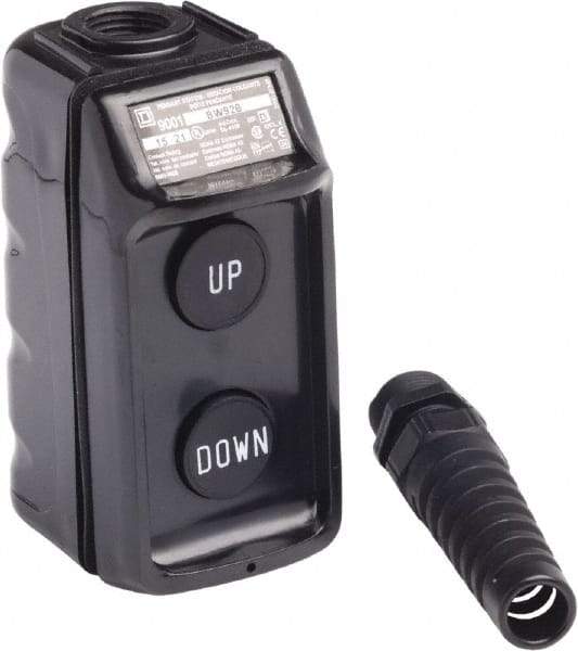Schneider Electric - 2 Operator, Pushbutton Pendant Control Station - Up-Down (Legend), Momentary Switch, 4NO Contact, NEMA 1, 3, 3R, 4, 4X - Industrial Tool & Supply