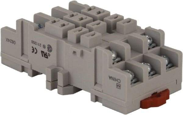 Square D - 11 Pins, 300 VAC, 15 Amp (UL and CSA), Square Relay Socket - DIN Rail Mount, Panel Mount, 2 Tiers, Screw Terminal - Industrial Tool & Supply