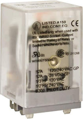 Square D - 8 Pins, 1 hp at 277 Volt & 1/3 hp at 120 Volt, 3 VA Power Rating, Square Electromechanical Plug-in General Purpose Relay - 10 Amp at 250 VAC, DPDT, 120 VAC at 50/60 Hz, 34.9mm Wide x 50mm High x 35.4mm Deep - Industrial Tool & Supply