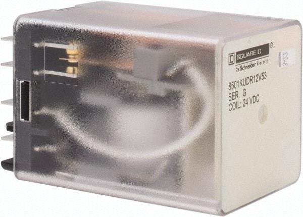 Square D - 8 Pins, 1 hp at 277 Volt & 1/3 hp at 120 Volt, 3 VA Power Rating, Square Electromechanical Plug-in General Purpose Relay - 10 Amp at 250 VAC, DPDT, 24 VDC, 34.9mm Wide x 50mm High x 35.4mm Deep - Industrial Tool & Supply