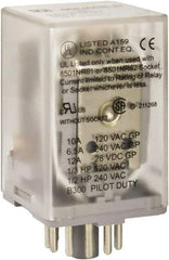 Square D - 8 Pins, 1 hp at 277 Volt & 1/3 hp at 120 Volt, 3 VA Power Rating, Octal Electromechanical Plug-in General Purpose Relay - 10 Amp at 250 VAC, DPDT, 120 VAC at 50/60 Hz, 34.9mm Wide x 50.3mm High x 35.4mm Deep - Industrial Tool & Supply