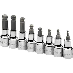 SK - 8 Piece 3/8" Drive Metric Ball Hex Bit Socket Set - Industrial Tool & Supply