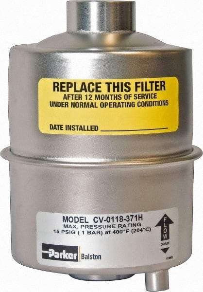 Parker - 1/2 NPT Air Compressor Inlet Filter - 3 CFM, 2.9" Diam x 4.4" High, Use with Welch Pump Models #1400, 1405, 8907 - Industrial Tool & Supply