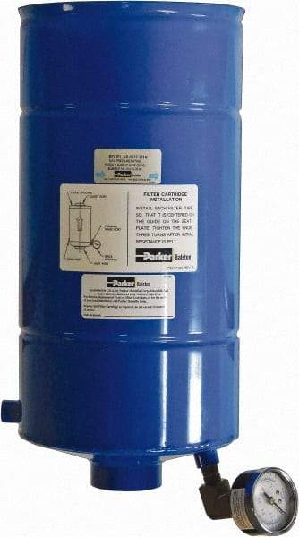 Parker - 1-1/2 NPT Air Compressor Exhaust Filter - 43 CFM, 15 psi, 7.4" Diam x 15" High, Use with Welch Pump Models #1374 - Industrial Tool & Supply