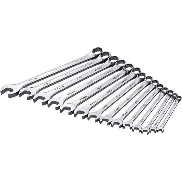 SK - 14 Piece, Combination Wrench Set - Metric System of Measurement, Chrome Finish - Industrial Tool & Supply