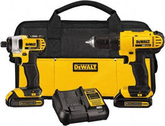DeWALT - 20 Volt Cordless Tool Combination Kit - Includes 1/2" Drill/Driver & 1/4" Impact Driver, Lithium-Ion Battery Included - Industrial Tool & Supply