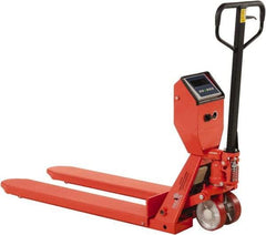 Vestil - 5,000 Lb Capacity, 7-1/2" Lift Scale Pallet Truck - 3" Min Lift Height, 48" Fork Length x 22-3/8" Fork Width, 22-1/2" Overall Width - Industrial Tool & Supply