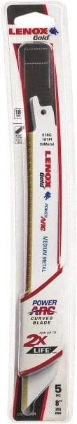 Lenox - 8" Long x 3/4" Thick, Bi-Metal Reciprocating Saw Blade - Tapered Profile, 18 TPI, Toothed Edge, Universal Shank - Industrial Tool & Supply