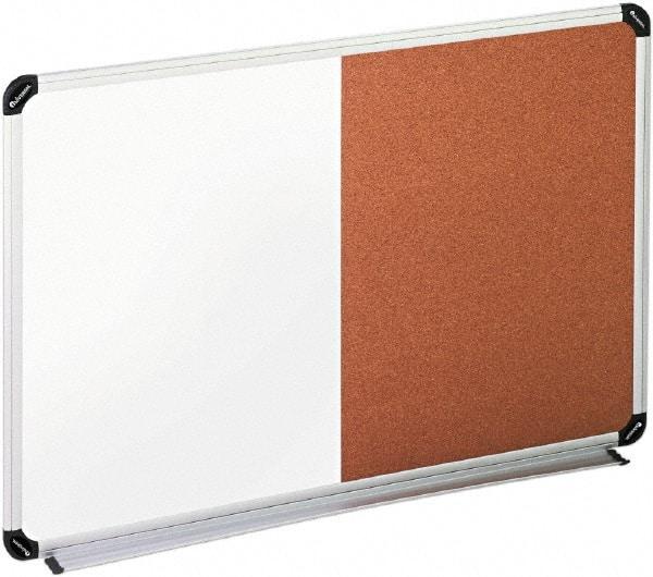 UNIVERSAL - 24" High x 36" Wide Cork/Melamine Dry Erase Board - Aluminum/Plastic Frame, 42-1/4" Deep, Includes Accessory Tray/Rail & Mounting Kit - Industrial Tool & Supply