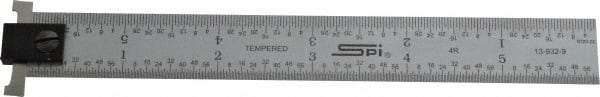 SPI - 6" Long, 1/64, 1/32, 1/16, 1/8" Graduation, Tool Steel Rule - 4R Graduation Style, 3/4" Wide, Silver, Satin Chrome Finish - Industrial Tool & Supply