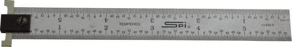 SPI - 6" Long, 1/64, 1/32" and 0.5, 1mm Graduation, Tool Steel Rule - English/Metric Graduation Style, 3/4" Wide, Silver, Satin Chrome Finish - Industrial Tool & Supply