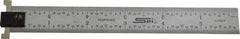 SPI - 6" Long, 1/64, 1/32" and 0.5, 1mm Graduation, Tool Steel Rule - English/Metric Graduation Style, 3/4" Wide, Silver, Satin Chrome Finish - Industrial Tool & Supply
