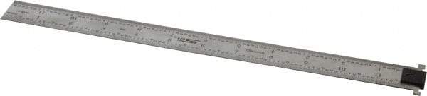 SPI - 12" Long, 1/100, 1/64, 1/50, 1/32" Graduation, Tool Steel Rule - 16R Graduation Style, 1" Wide, Silver, Satin Chrome Finish - Industrial Tool & Supply