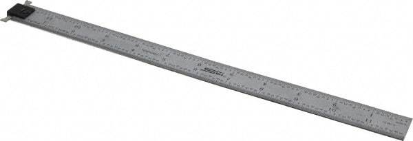 SPI - 12" Long, 1/64, 1/32" and 0.5, 1mm Graduation, Tool Steel Rule - English/Metric Graduation Style, 1" Wide, Silver, Satin Chrome Finish - Industrial Tool & Supply