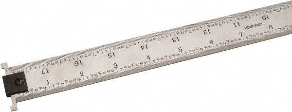 SPI - 18" Long, 1/64, 1/32, 1/16, 1/8" Graduation, Tool Steel Rule - 4R Graduation Style, 1-1/8" Wide, Silver, Satin Chrome Finish - Industrial Tool & Supply