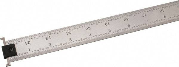 SPI - 24" Long, 1/64, 1/32, 1/16, 1/8" Graduation, Tool Steel Rule - 4R Graduation Style, 1-1/8" Wide, Silver, Satin Chrome Finish - Industrial Tool & Supply