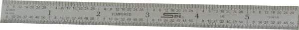 SPI - 6" Long, 1/64, 1/32, 1/16, 1/8" Graduation, Flexible Steel Rule - 4R Graduation Style, 1/2" Wide, Silver, Satin Chrome Finish - Industrial Tool & Supply