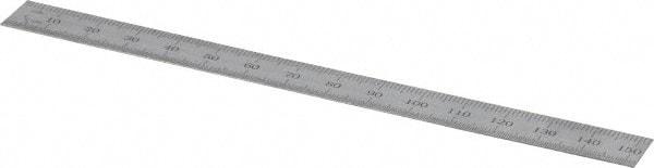 SPI - 6" Long, 1/64, 1/32" and 0.5, 1mm Graduation, Flexible Steel Rule - English/Metric Graduation Style, 1/2" Wide, Silver, Satin Chrome Finish - Industrial Tool & Supply