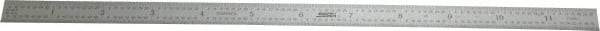 SPI - 12" Long, 1/64, 1/50, 1/32, 1/10" Graduation, Flexible Steel Rule - 3R Graduation Style, 1/2" Wide, Silver, Satin Chrome Finish - Industrial Tool & Supply
