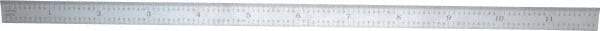 SPI - 12" Long, 1/100, 1/64, 1/50, 1/32" Graduation, Flexible Steel Rule - 16R Graduation Style, 1/2" Wide, Silver, Satin Chrome Finish - Industrial Tool & Supply