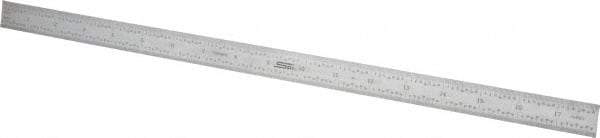 SPI - 18" Long, 1/100, 1/64, 1/32, 1/10" Graduation, Flexible Steel Rule - 5R Graduation Style, 3/4" Wide, Silver, Satin Chrome Finish - Industrial Tool & Supply