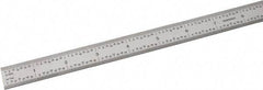 SPI - 18" Long, 1/100, 1/64, 1/50, 1/32" Graduation, Flexible Steel Rule - 16R Graduation Style, 3/4" Wide, Silver, Satin Chrome Finish - Industrial Tool & Supply