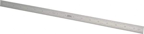 SPI - 18" Long, 1/64, 1/32" and 0.5, 1mm Graduation, Flexible Steel Rule - English/Metric Graduation Style, 3/4" Wide, Silver, Satin Chrome Finish - Industrial Tool & Supply