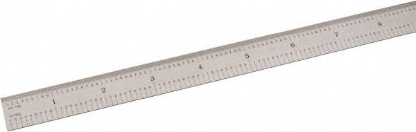 SPI - 24" Long, 1/100, 1/64, 1/32, 1/10" Graduation, Flexible Steel Rule - 5R Graduation Style, 3/4" Wide, Silver, Satin Chrome Finish - Industrial Tool & Supply