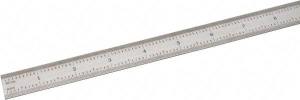 SPI - 24" Long, 1/100, 1/64, 1/50, 1/32" Graduation, Flexible Steel Rule - 16R Graduation Style, 3/4" Wide, Silver, Satin Chrome Finish - Industrial Tool & Supply