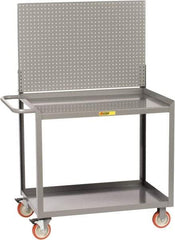 Little Giant - 1,200 Lb Capacity, 2 Shelf, 1 Drawer Mobile Workbench with Pegboard Panel - 36" Wide x 24" Deep x 60" High, Steel - Industrial Tool & Supply