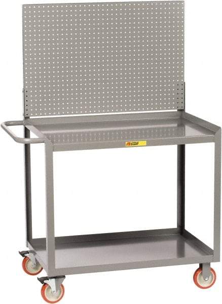 Little Giant - 1,200 Lb Capacity, 2 Shelf Mobile Workbench with Pegboard Panel - 48" Wide x 24" Deep x 60" High, Steel - Industrial Tool & Supply