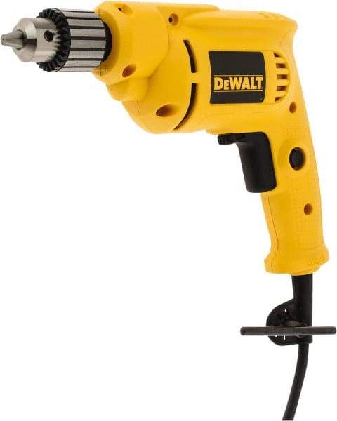 DeWALT - 3/8" Keyed Chuck, 2,800 RPM, Pistol Grip Handle Electric Drill - 7 Amps, 120 Volts, Reversible - Industrial Tool & Supply