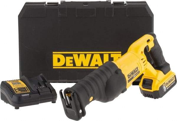 DeWALT - 20V, 0 to 3,000 SPM, Cordless Reciprocating Saw - 1-1/8" Stroke Length, 19-1/4" Saw Length, 1 Lithium-Ion Battery Included - Industrial Tool & Supply