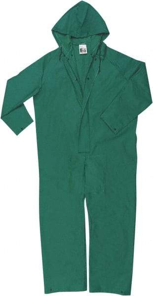 MCR Safety - Size L, Green, Rain, Limited Flammability Coverall - 44" Chest, Snap Ankle, Take Up Snaps Wrist - Industrial Tool & Supply
