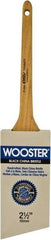 Wooster Brush - 2-1/2" Angled Hog Sash Brush - 2-11/16" Bristle Length, 7-7/8" Maple Rattail Handle - Industrial Tool & Supply