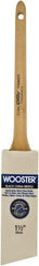 Wooster Brush - 1-1/2" Angled Hog Sash Brush - 2-3/16" Bristle Length, 7-7/8" Maple Rattail Handle - Industrial Tool & Supply