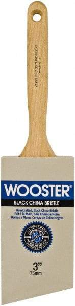 Wooster Brush - 3" Angled Hog Sash Brush - 2-15/16" Bristle Length, 7-7/8" Maple Fluted Handle - Industrial Tool & Supply