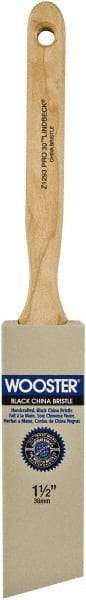 Wooster Brush - 1-1/2" Angled Hog Sash Brush - 2-7/16" Bristle Length, 8" Maple Fluted Handle - Industrial Tool & Supply