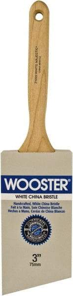 Wooster Brush - 3" Angled Hog Sash Brush - 3-7/16" Bristle Length, 8" Maple Fluted Handle - Industrial Tool & Supply