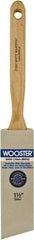 Wooster Brush - 1-1/2" Angled Hog Sash Brush - 2-11/16" Bristle Length, 7-7/8" Maple Fluted Handle - Industrial Tool & Supply