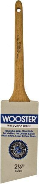 Wooster Brush - 2-1/2" Angled Hog Sash Brush - 2-15/16" Bristle Length, 7-7/8" Maple Rattail Handle - Industrial Tool & Supply