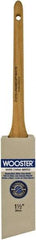 Wooster Brush - 1-1/2" Angled Hog Sash Brush - 2-7/16" Bristle Length, 6-1/2" Maple Rattail Handle - Industrial Tool & Supply