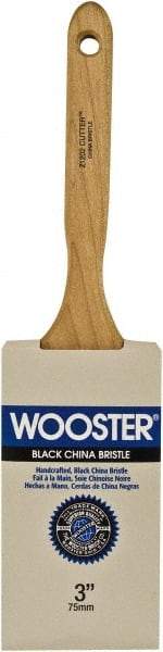 Wooster Brush - 3" Flat Hog Sash Brush - 3-7/16" Bristle Length, 6-1/8" Maple Fluted Handle - Industrial Tool & Supply