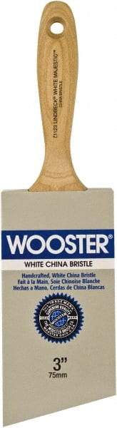 Wooster Brush - 3" Angled Hog Varnish Brush - 2-15/16" Bristle Length, 5-1/8" Maple Beavertail Handle - Industrial Tool & Supply