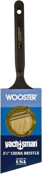 Wooster Brush - 2-1/2" Angled Hog Sash Brush - 2-11/16" Bristle Length, 5-1/8" Plastic Fluted Handle - Industrial Tool & Supply