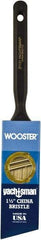 Wooster Brush - 1-1/2" Angled Hog Sash Brush - 2-3/16" Bristle Length, 6-1/4" Plastic Fluted Handle - Industrial Tool & Supply