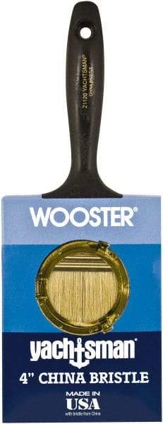 Wooster Brush - 4" Flat Hog Wall Brush - 3-3/16" Bristle Length, 6-1/4" Plastic Beavertail Handle - Industrial Tool & Supply