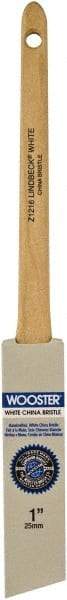 Wooster Brush - 1" Angled Hog Sash Brush - 2-3/16" Bristle Length, 6-1/2" Maple Rattail Handle - Industrial Tool & Supply