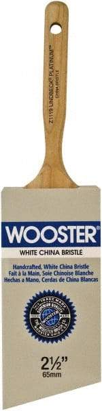 Wooster Brush - 2-1/2" Angled Hog Varnish Brush - 2-15/16" Bristle Length, 6-1/2" Maple Dowel Handle - Industrial Tool & Supply