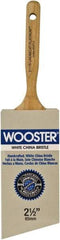 Wooster Brush - 2-1/2" Angled Hog Varnish Brush - 2-15/16" Bristle Length, 6-1/2" Maple Dowel Handle - Industrial Tool & Supply
